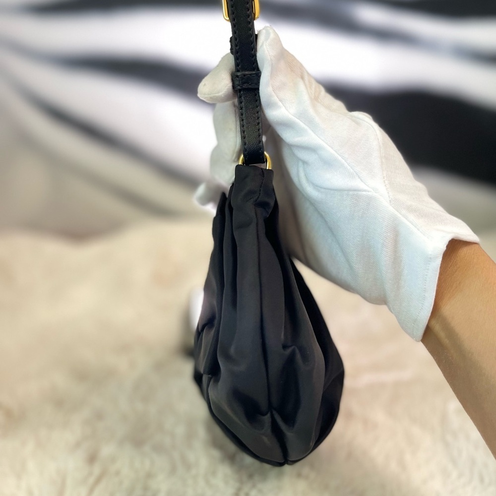 Prada Tessuto Nylon Bow Pouch in black - Picture 7 of 16